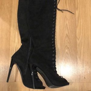 Thigh high over the knee lace up boots